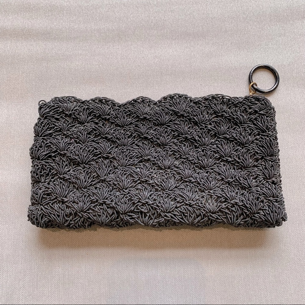 Vintage Black Clutch.  Unique Textured Design.